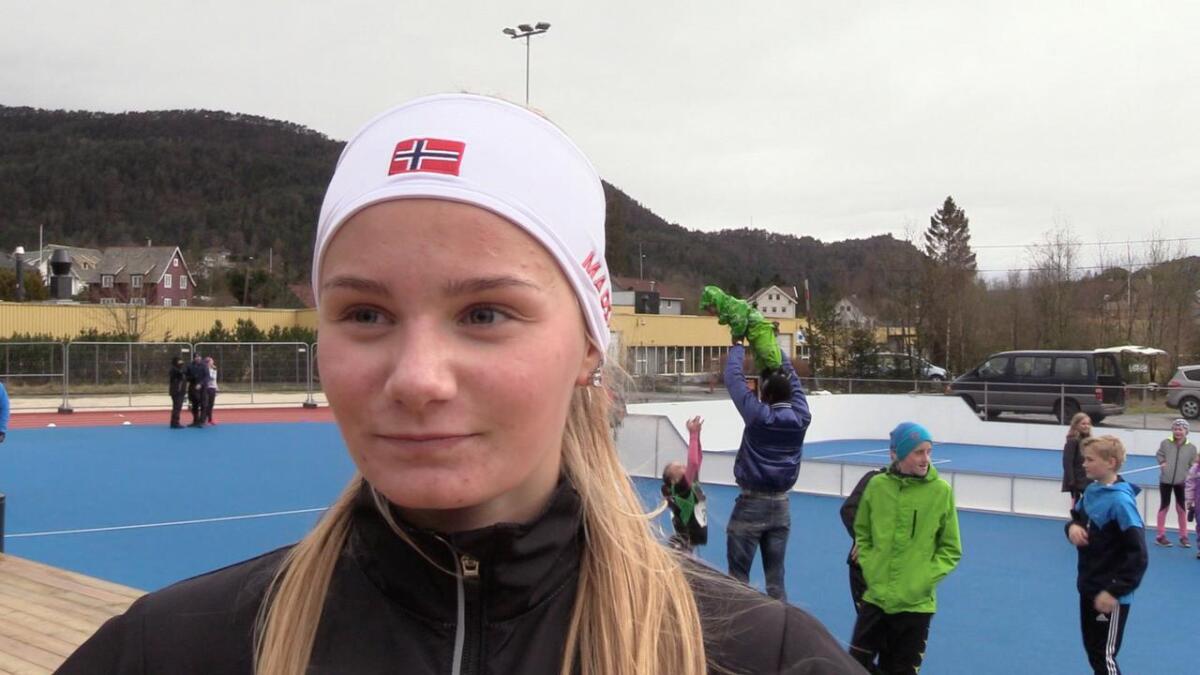 Sofie Olsvold Hausberg vann lengde-konkurransen i Bergenslekene i helga.