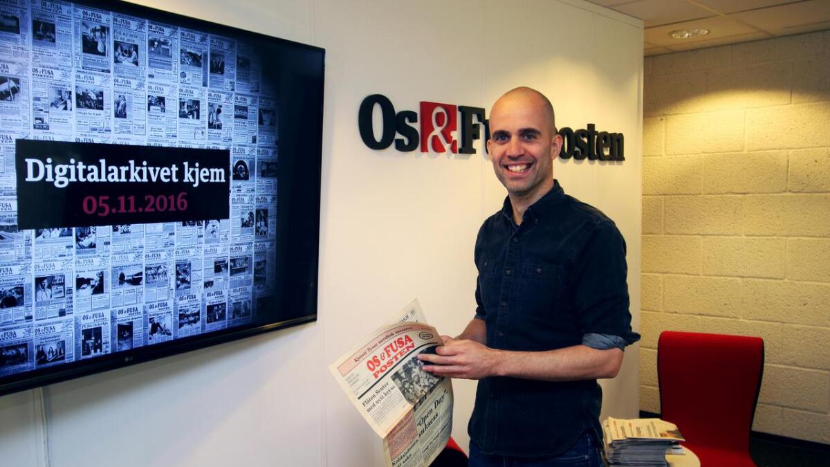 Os & Fusaposten er mellom dei fyrste avisene i landet som digitaliserer heile arkivet. - På denne måten kan ein få heile avisarkivet heim i stova, konstaterer redaktør Jostein Halland nøgd.