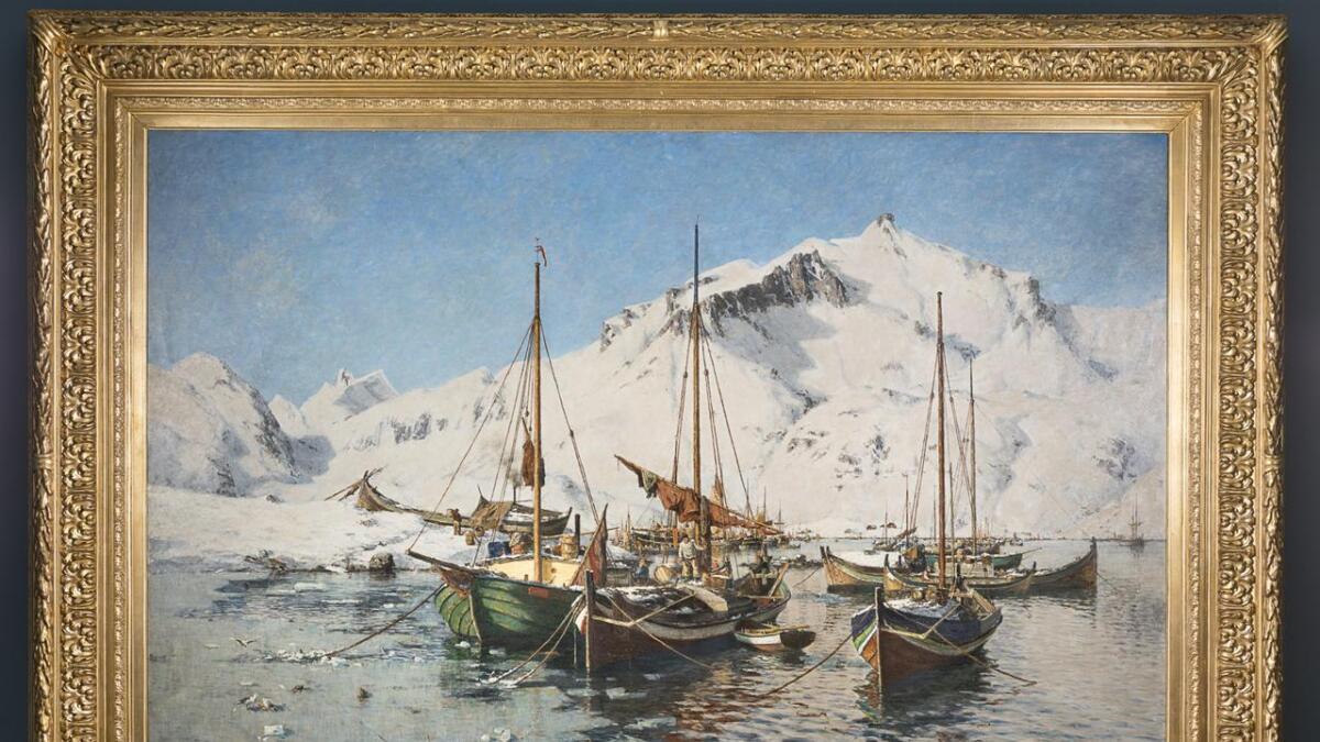Tema for kunstpraten er Gunnar Bergs måleri «Landligge i Lofoten» frå 1888.