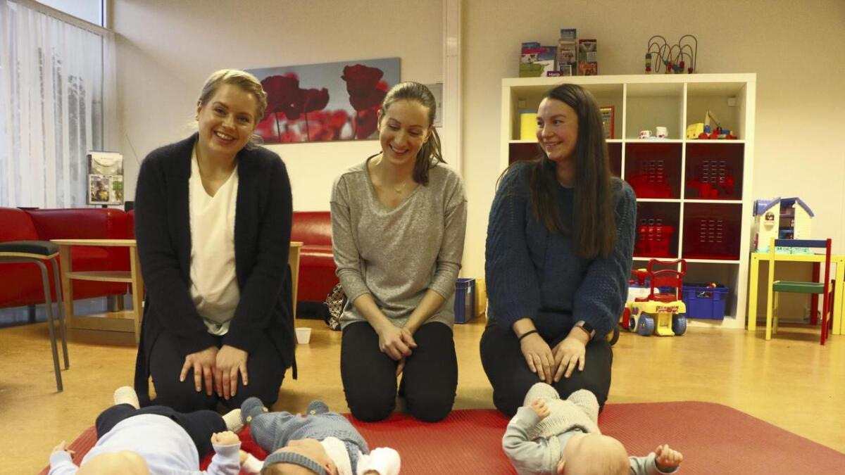 Fusa hadde i 2017 ein auke i fødselstala på 11 frå 2016, og fødselsoverskot. Her er tre nybakte mødrer - Synnøve Austestad, Ceceilie Øpstad og Linn Olsen.