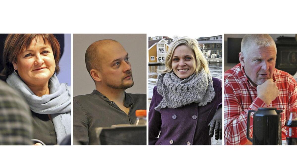Fire av partia har ordførarkandidatane sine klare. Frå venstre Trine Lindborg (Ap), Nils-Anders Nøttseter (MDG),  Marie Lunde Bruarøy (H) og  Harald Lekven (Sp).
