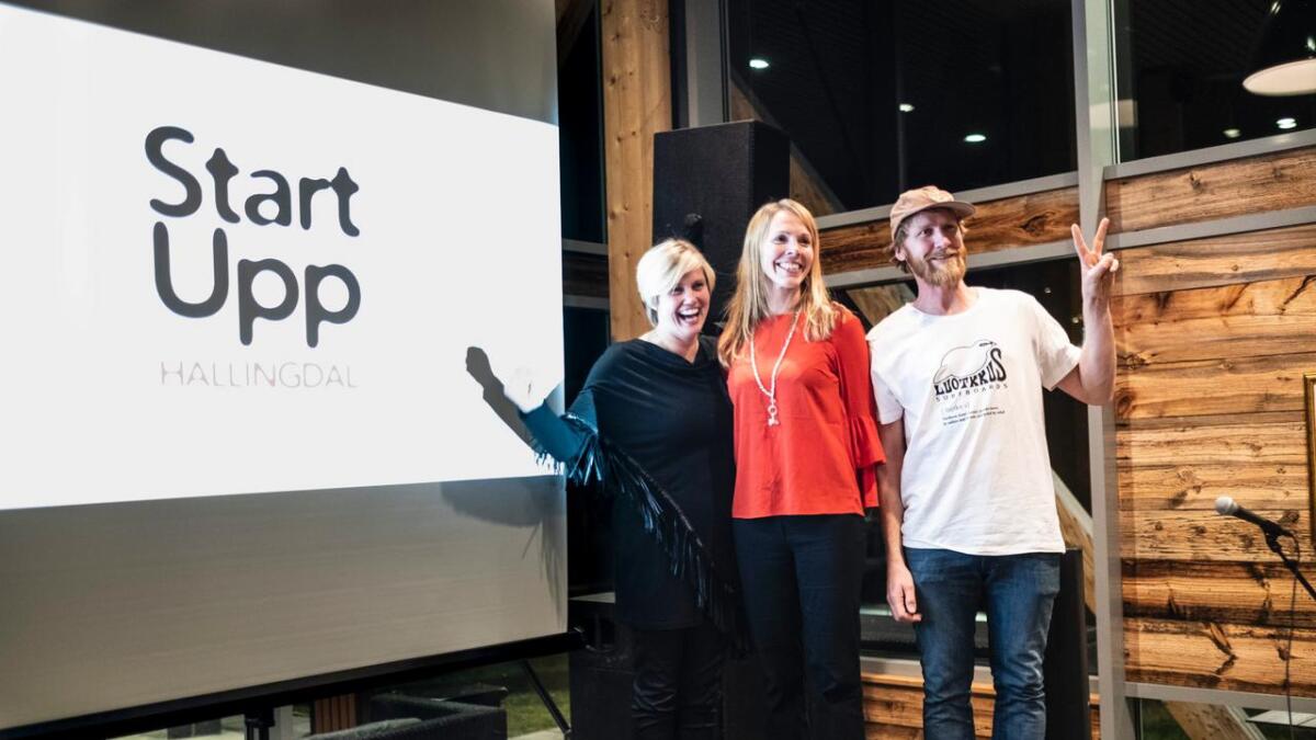 Startupp Hallingdal blir arrangert for tredje gong. I fjor var frå venstre Gunn-Kjersti Sandelien Marit Sehl og David Underland i finalen.