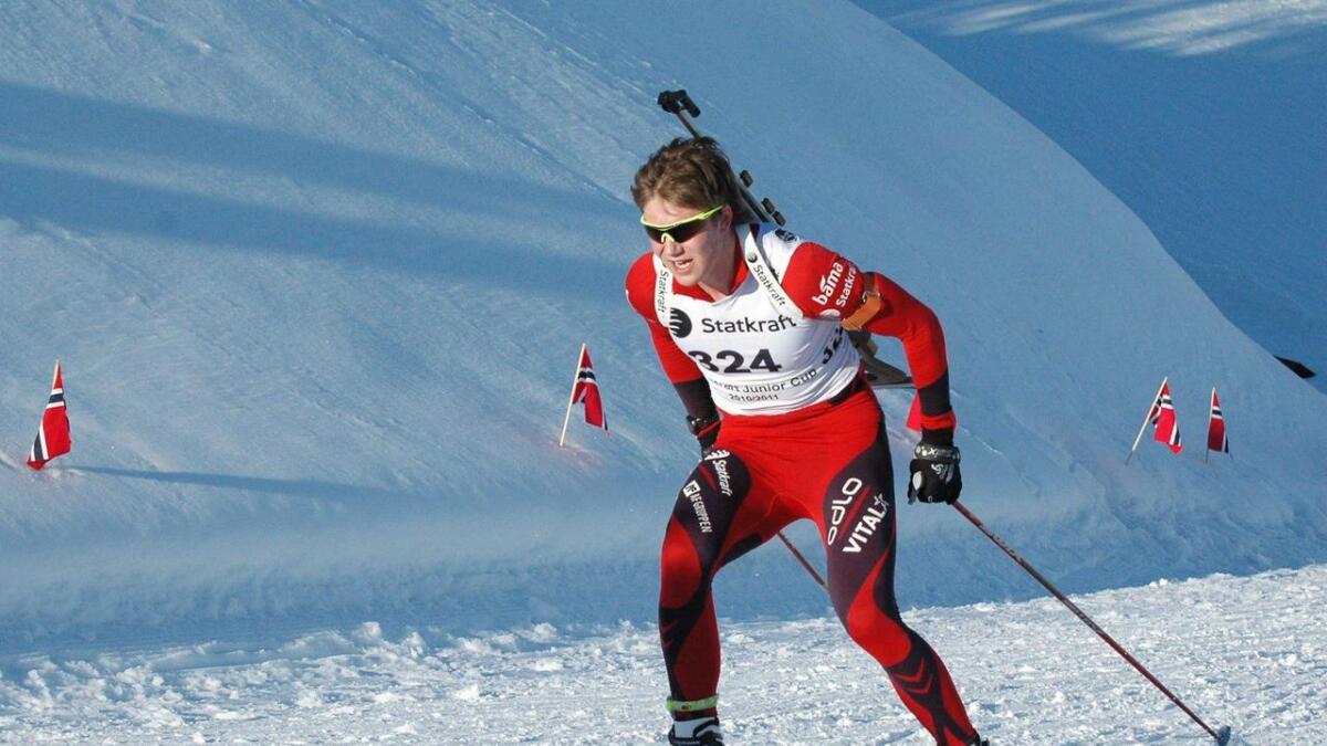 Vetle Sjåstad Christiansen vann sin klasse i Norgescupen i skiskyting både laurdag og sundag. Biletet er frå junior-NM i Drangedal.