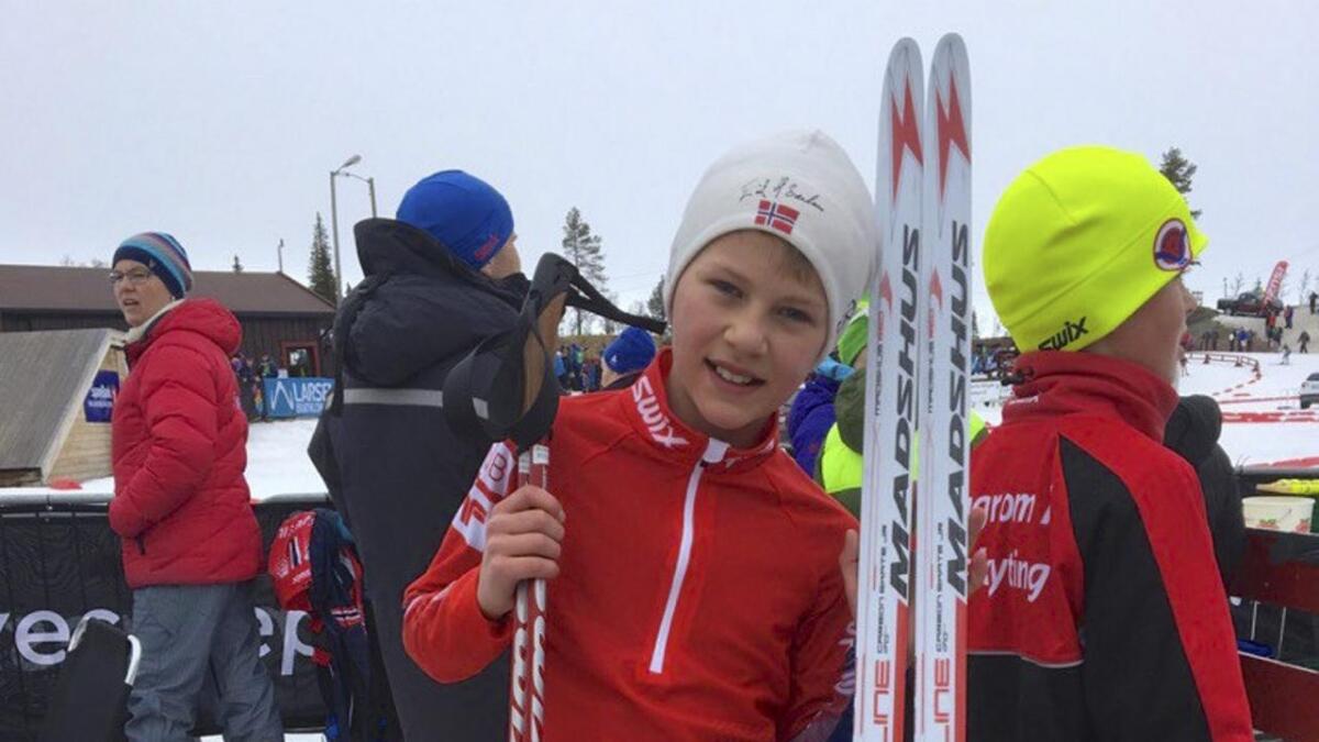 Eirik Rød imonerte stort då han gjekk inn til tredjeplass på laurdagens sprint for gutar 11 år. (Privat foto)