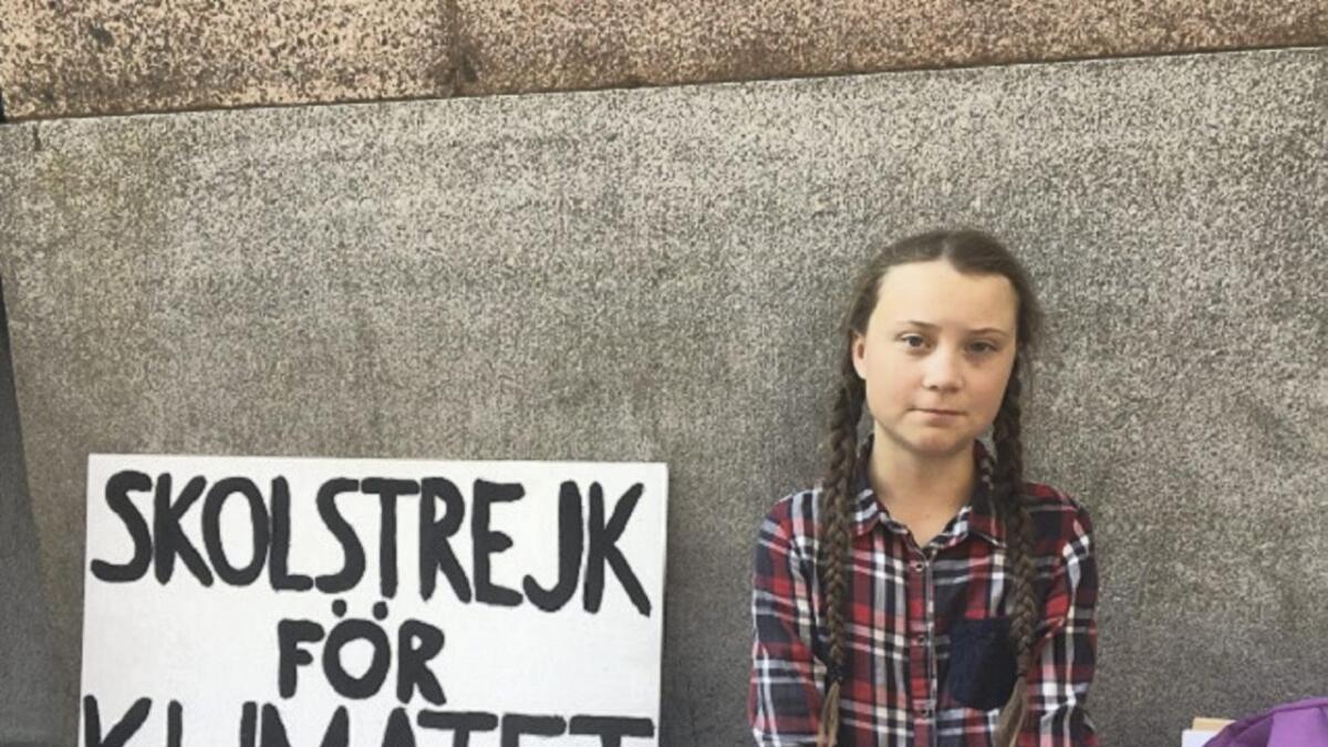 Greta Thunberg på 15 streikar skulen for klima.