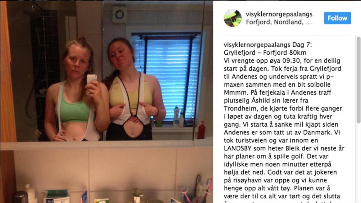 Eirin Venås og Åshild Støyten har laga instagramdagbok frå sykkelturen deira.