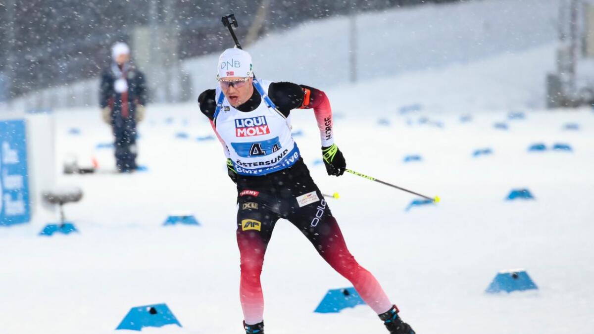 Vetle Sjåstad Christiansen under mixed stafett i VM Skiskyting  2019 Östersund, Sverige.