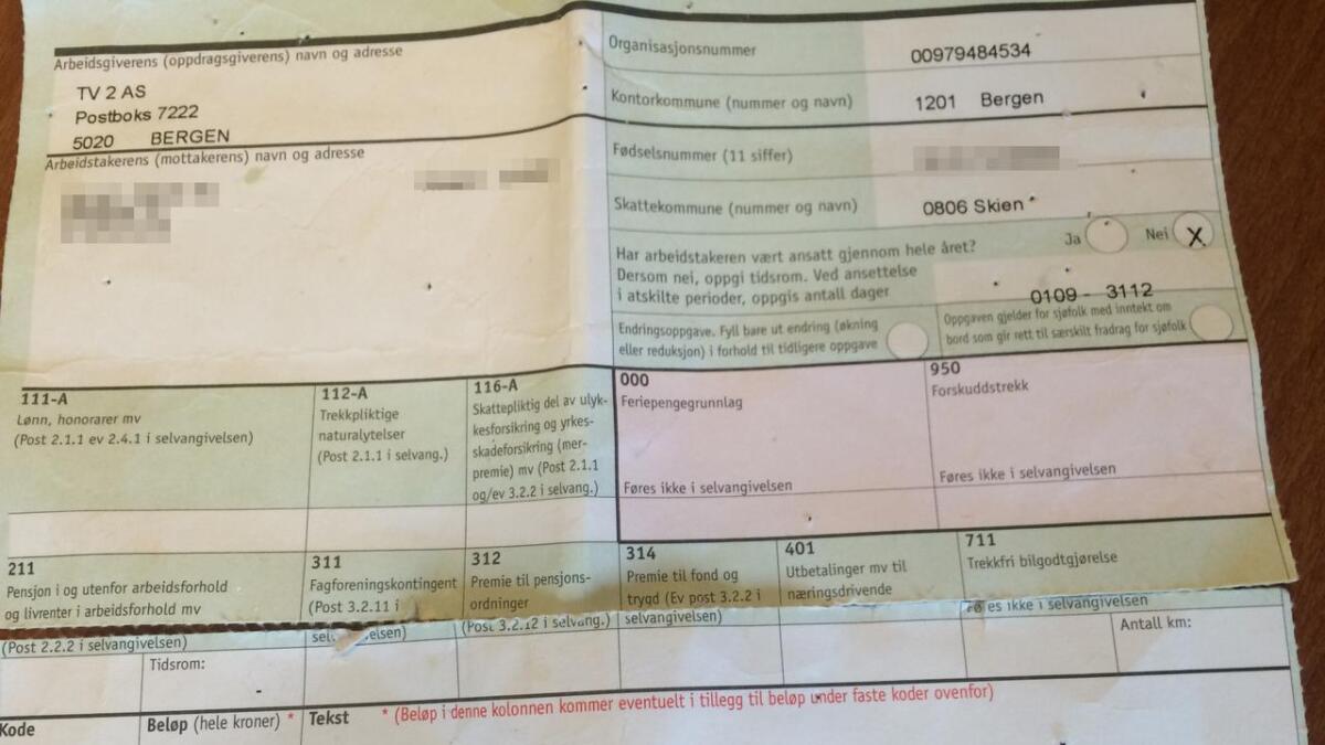 Tipseren mener TV2 brøt kildevernet og ga navnet hans til politiet. Dokumentet over viser at 30.000 kroner ble overført til tipseren som erstatning for tort og svie.