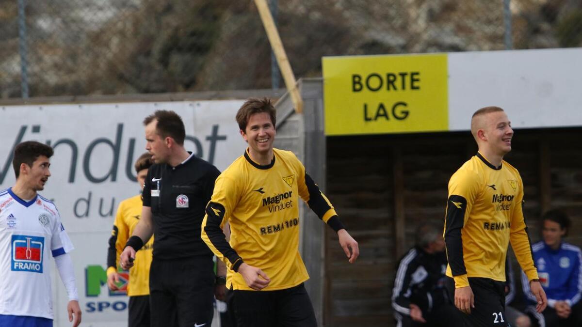 Stian Lunde skåra fleire viktige mål for Os denne sesongen. Her etter 1-0-målet i cupen mot Lysekloster.