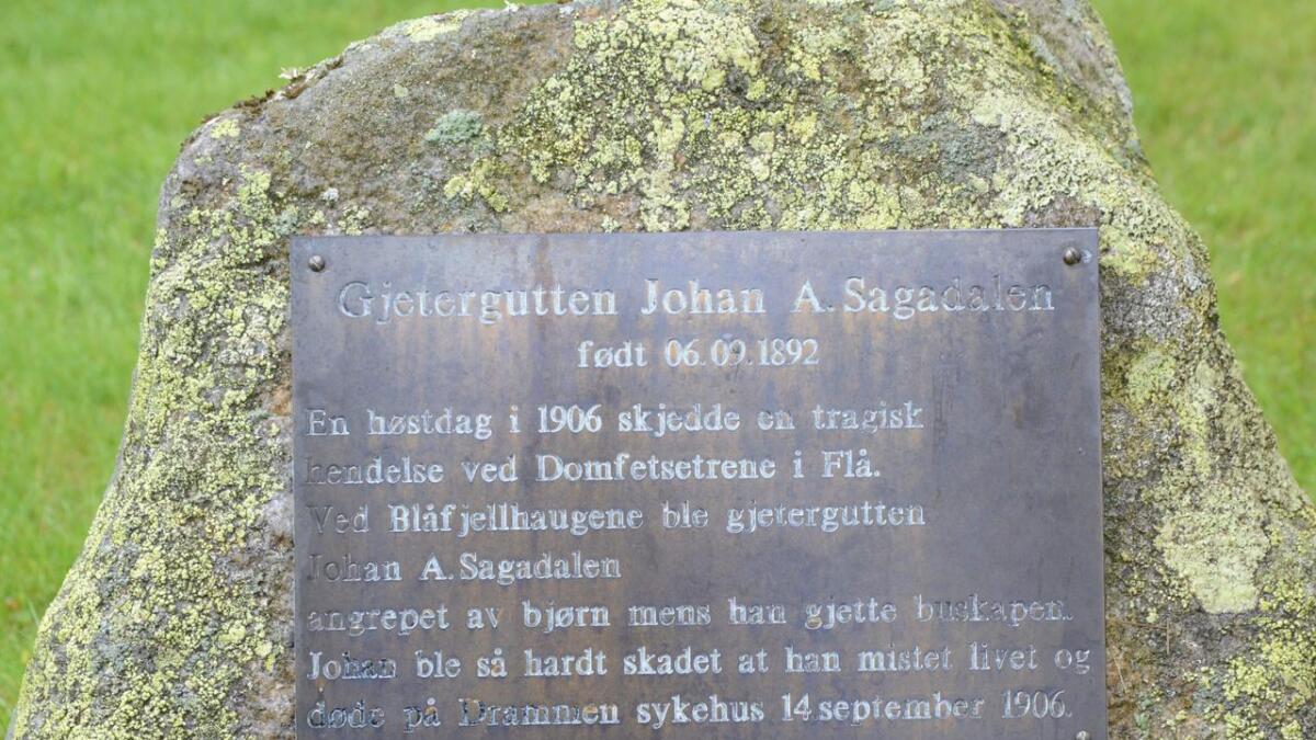 På Flå kyrkjegard er det reist ei minneplate over Johan Sagadalen.