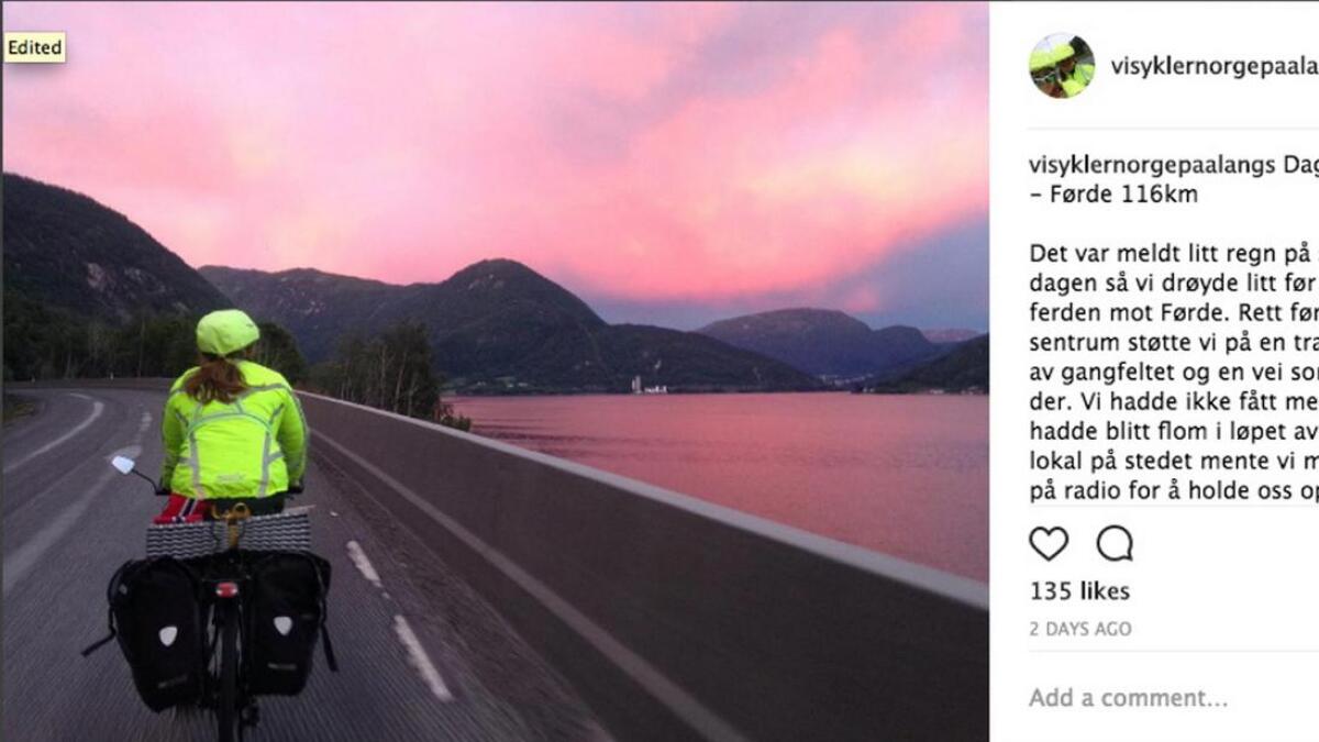 Eirin Venås og Åshild Støyten har laga instagramdagbok frå sykkelturen deira.