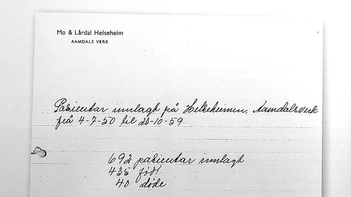 Det var travle tider ved helseheimen på Åmdals Verk på 1950 talet. (Biletet er frå boka)
