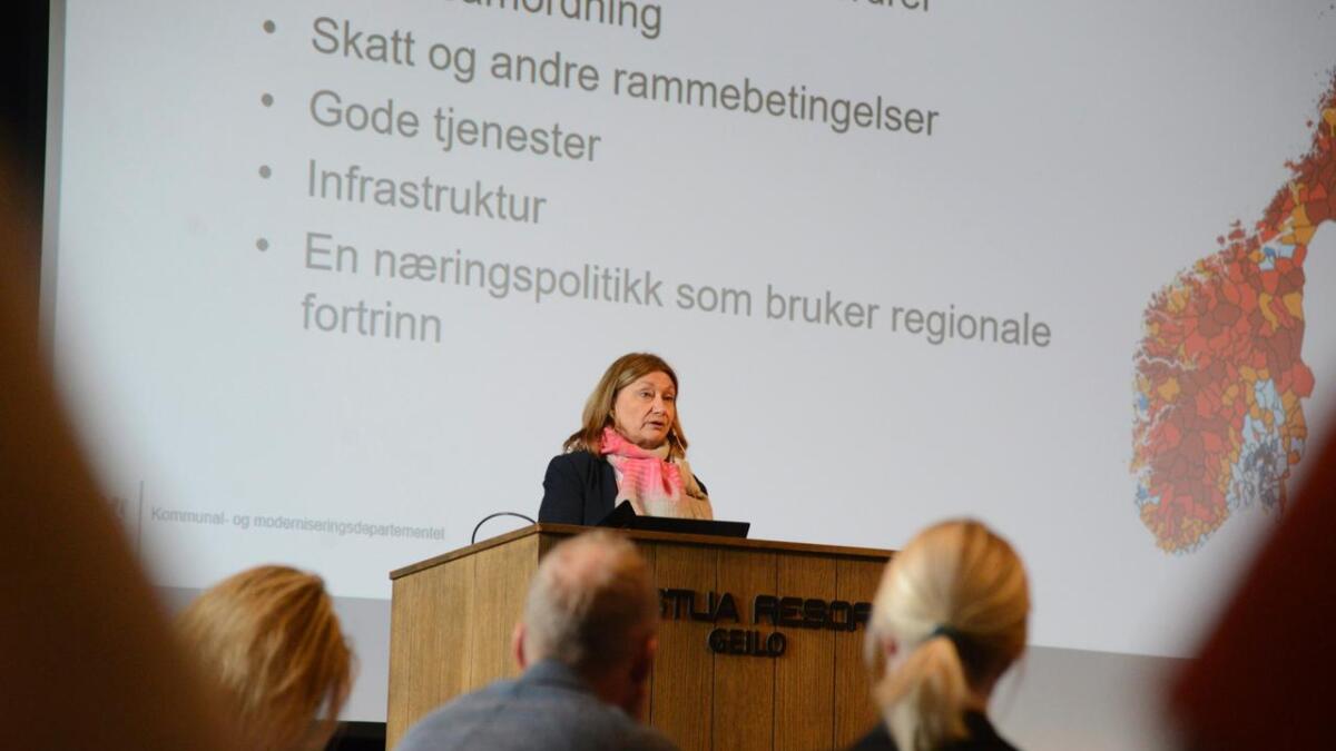 Statssekretær i Kommunal- og moderniseringsdepartementet, Anne Karin Olli, prata om regjeringas fjellpolitikk under Fjellkonferansen.