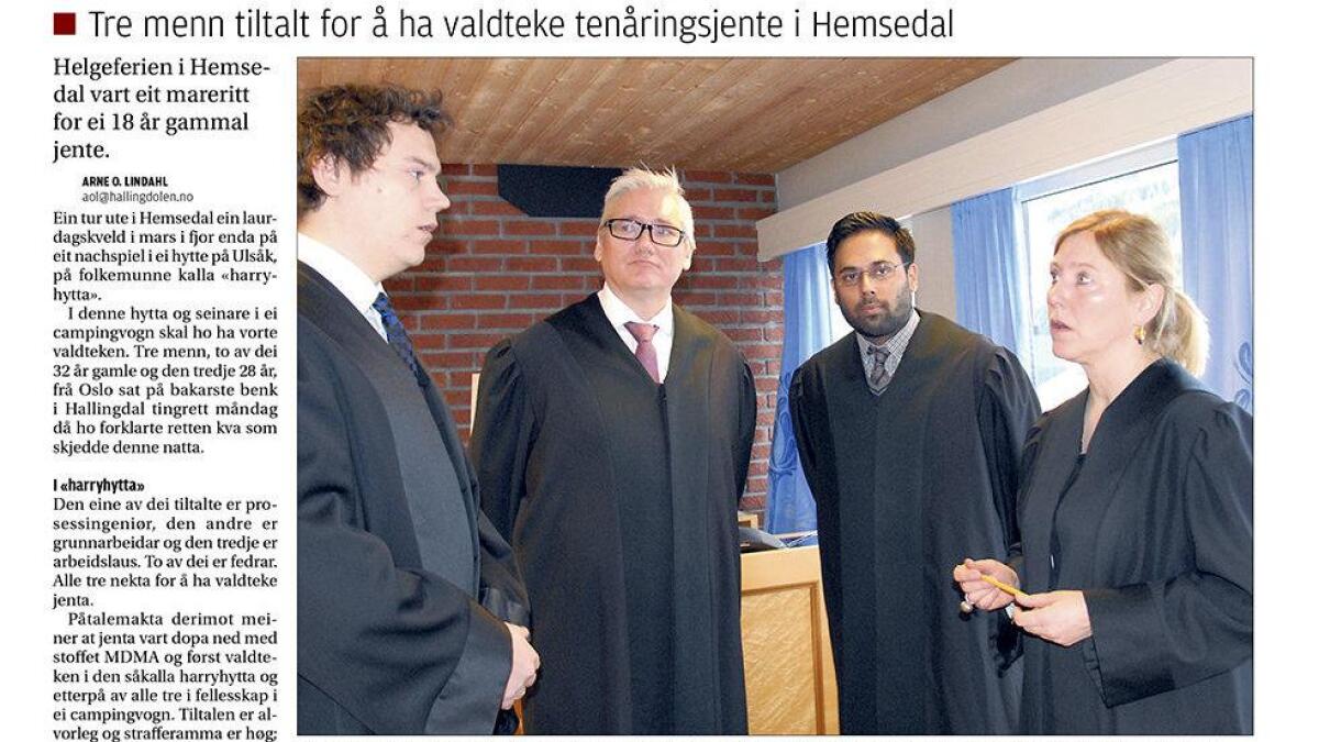 3. mars 2015. Frå rettssaka i Hallingdal tingrett der dei tre tiltalte fekk strenge dommar.