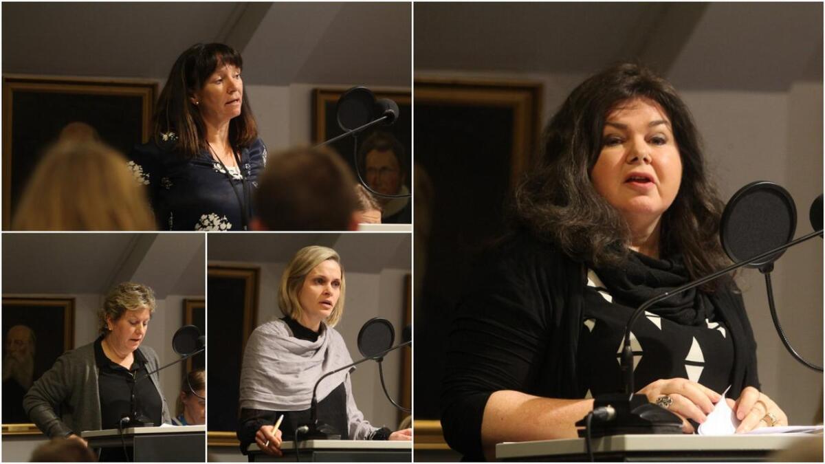 Leiar for barnevernstenesta Linda Hevrøy orienterte politikarane. Eva Sandtorv (Frp), Marie Bruarøy (H) og Laila Reiertsen (Frp) deltok i debatten.