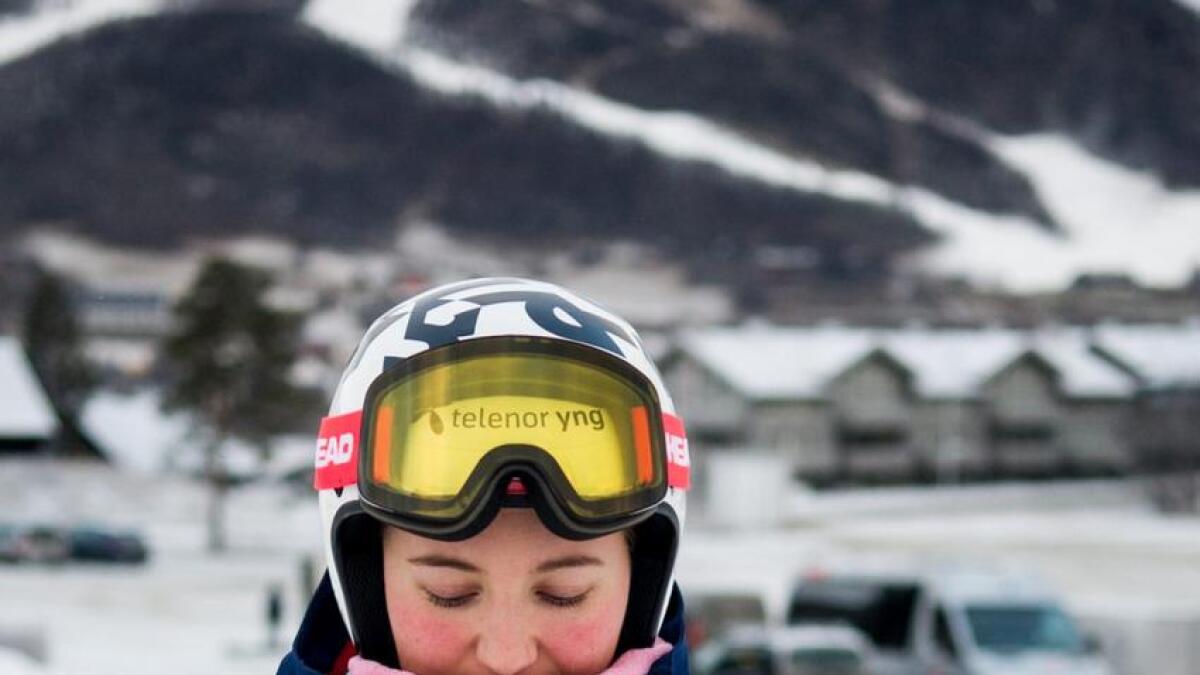 Maria Tviberg trener i skianlegget på Geilo.