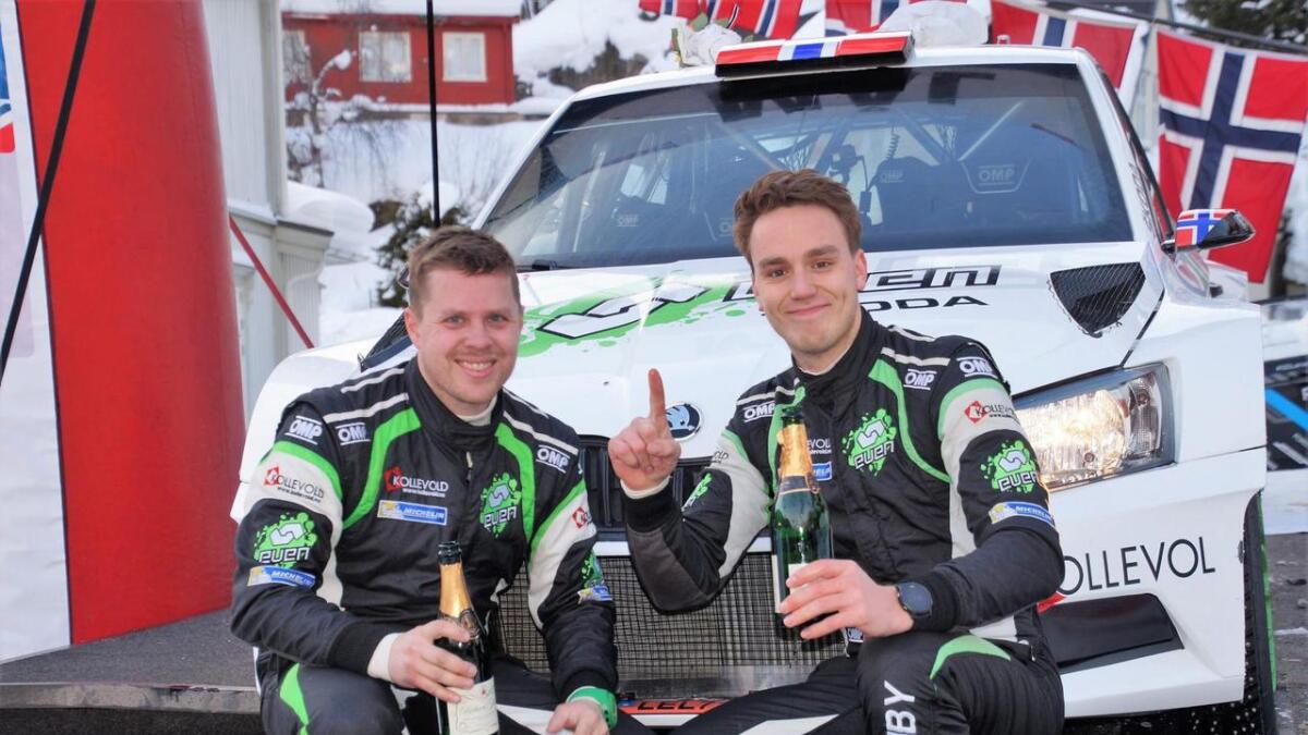 VM-køyrarane Ole Kristian Veiby og kartlesar Stig Rune Skjæremoen gjekk til topps i Numedalsrally i år igjen.