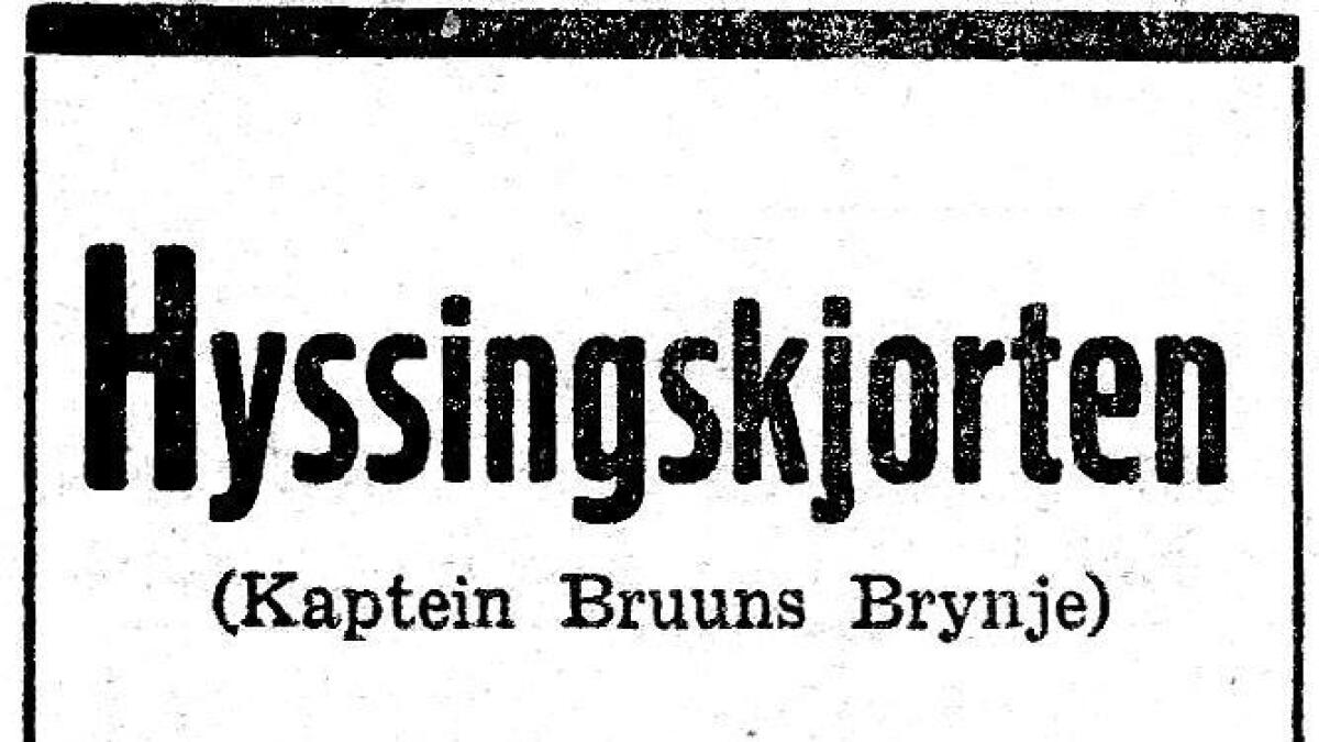 Annonse for hyssing-skjorta frå Mehrens Herre-ekvipering i Lørdagsavisen 1936.